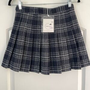 Gorgeous Thick Plaid Mini Skirt Blue/Gray - M